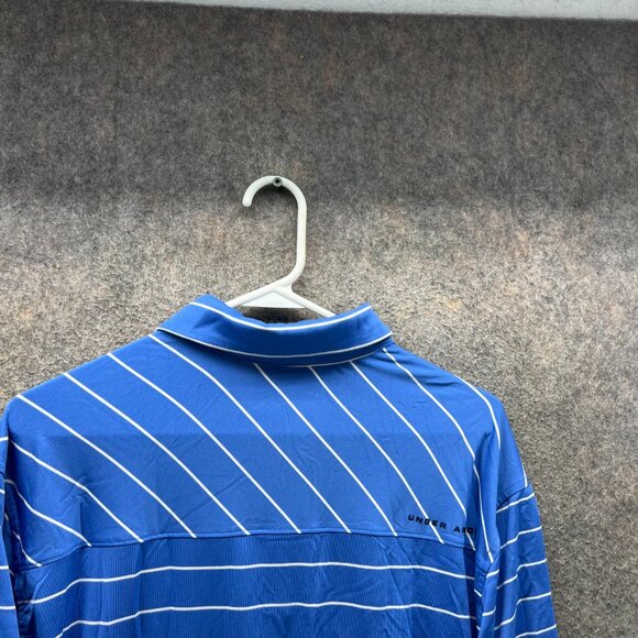 Under Armour Polo Shirt Mens Large Blue Heatgear Loose Fit Preppy Dress UA - Picture 11 of 11